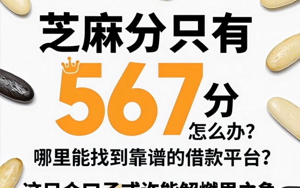 芝麻分只有567分怎么办？哪里能找到靠谱的借款平台？这几个口子或许能解燃眉之急
