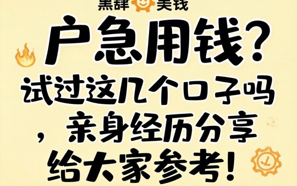 黑户急用钱？试过这几个口子吗，亲身经历分享给大家参考！