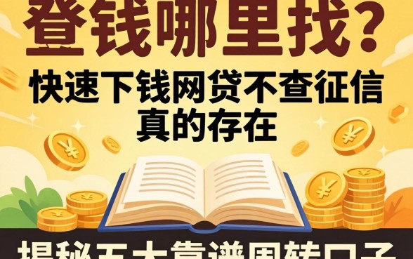 急需用钱哪里找？快速下钱的网贷不查征信真的存在吗？揭秘五大靠谱周转口子