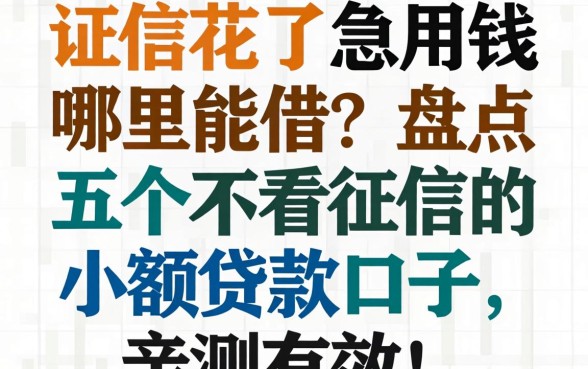 征信花了急用钱哪里能借？盘点五个不看征信的小额贷款口子，亲测有效！