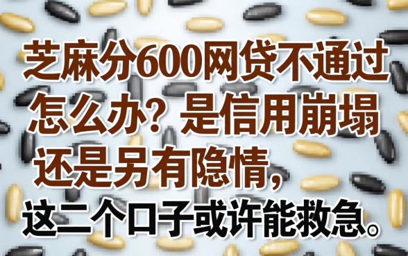 芝麻分600网贷不通过怎么办?是信用崩塌还是另有隐情?这几个口子或许能救急