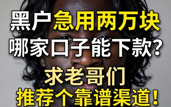 黑户急用两万块,哪家口子能下款?求老哥们推荐个靠谱渠道!