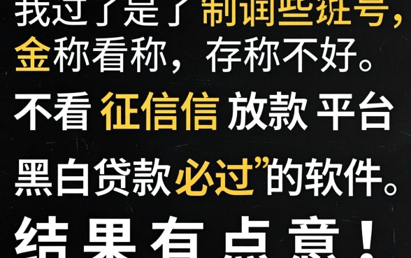 我试了那些号称不看征信放款平台，黑白贷款必过的软件，结果有点意外