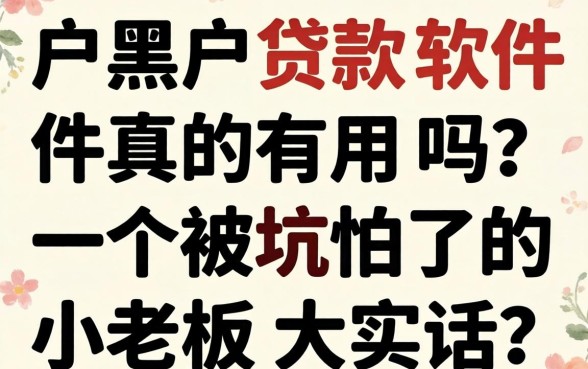 花户黑户贷款软件真的有用吗?一个被坑怕了的小老板大实话