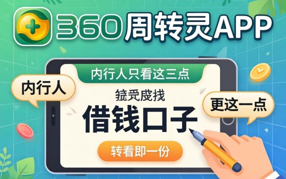 类似360周转灵app一样的借钱口子，内行人只看这三点