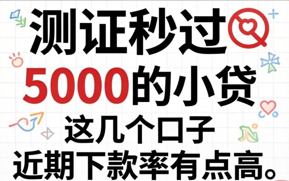 实测秒过5000的小贷，这几个口子近期下款率有点高