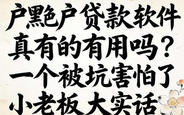 花户黑户贷款软件真的有用吗?一个被坑怕了的小老板大实话