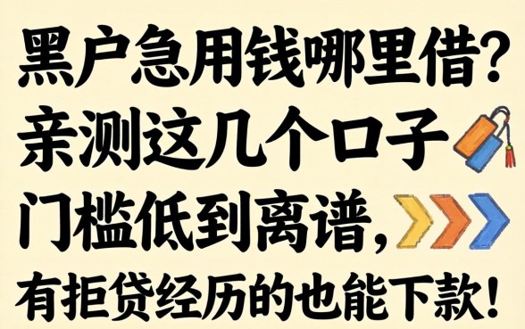 黑户急用钱哪里借?亲测这几个口子门槛低到离谱,有拒贷经历的也能下款!