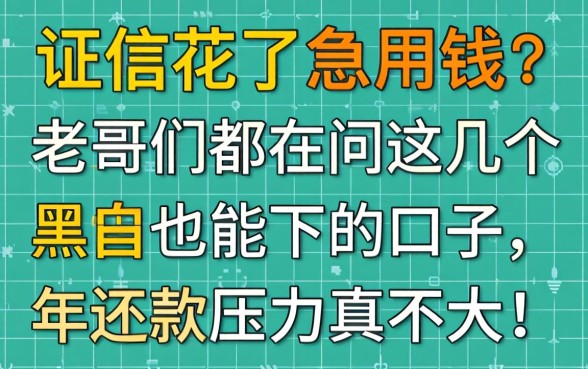征信花了急用钱？老哥们都在问这几个黑户也能下的口子，2026年还款压力真不大！