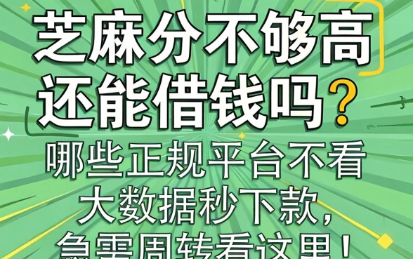 芝麻分不够高还能借钱吗？哪些正规平台不看大数据秒下款，急需周转看这里！