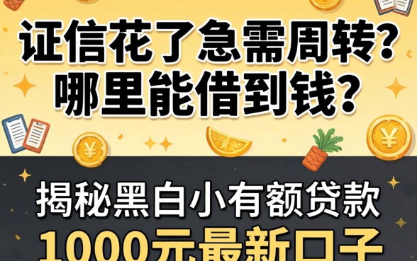 征信花了急需周转?哪里能借到钱?揭秘黑户小额度贷款1000元2026最新口子