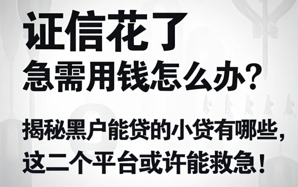 征信花了急需用钱怎么办？揭秘黑户能贷的小贷有哪些，这几个平台或许能救急！