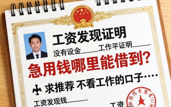 工资发现金没有工作证明，急用钱哪里能借到？求推荐不看工作的口子！