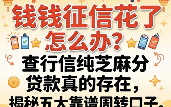 急需用钱征信花了怎么办？不查征信纯芝麻分贷款真的存在吗？揭秘五大靠谱周转口子