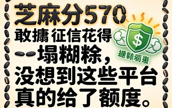 我芝麻分570征信花得一塌糊涂，没想到这些平台真的给了额度