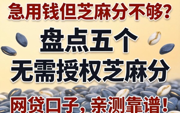 急用钱但芝麻分不够？盘点五个无需授权芝麻分的网贷口子，亲测靠谱！