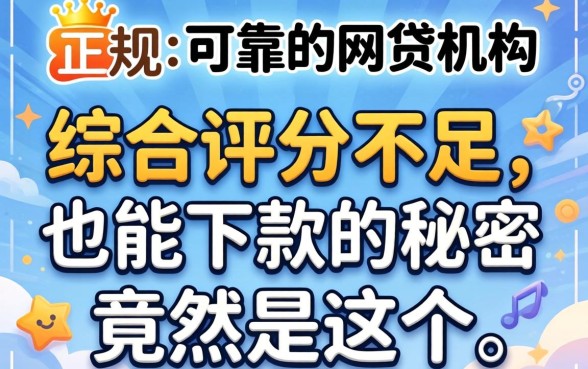 我试了所有正规可靠的网贷机构，综合评分不足也能下款的秘密竟然是这个