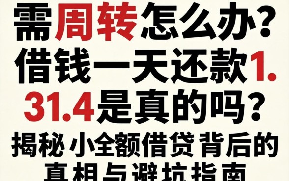 急需周转怎么办？借钱一天还款1.314是真的吗？揭秘小额借贷背后的真相与避坑指南
