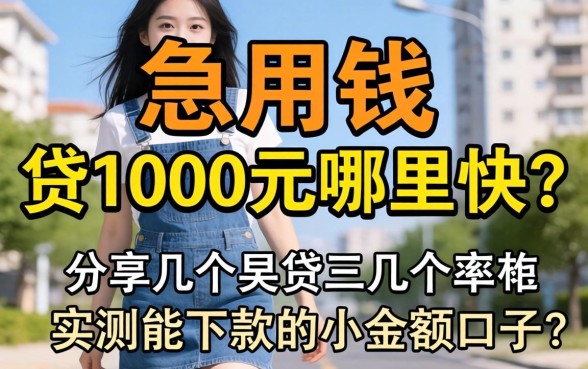 急用钱想贷1000元哪里快?分享几个实测能下款的小额口子