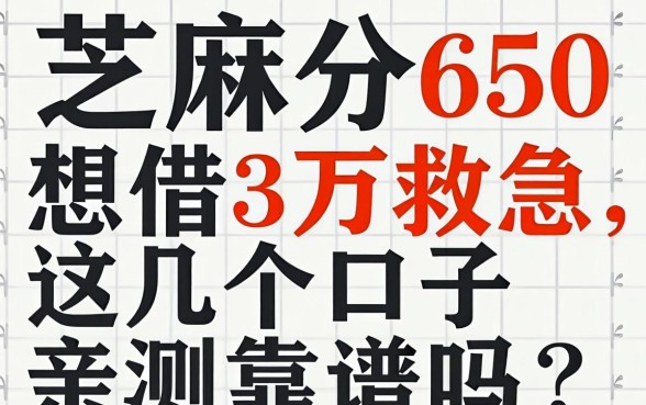 芝麻分650想借3万救急，这几个口子亲测靠谱吗？
