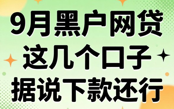 揭秘2026 9月黑户网贷：这几个口子据说下款还行