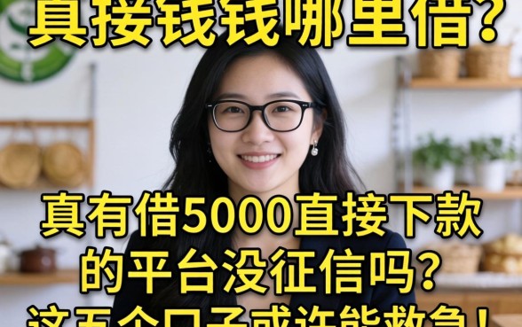 急需用钱哪里借？真有借5000直接下款的平台没征信吗？这五个口子或许能救急！