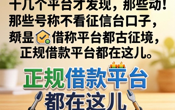 我试了十几个平台才发现，那些号称不看征信的口子，正规借款平台都在这儿