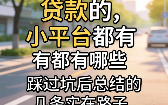 能贷款的小平台都有哪些？我踩过坑后总结的几条实在路子