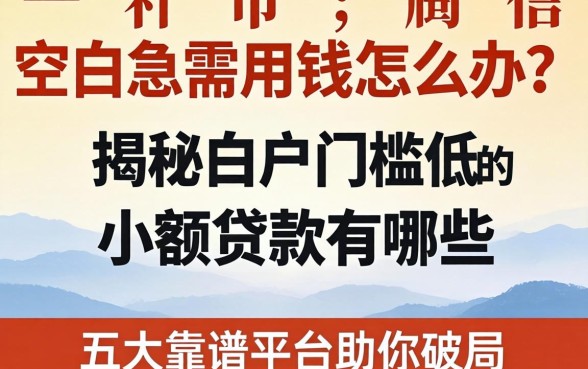 征信一片空白急需用钱怎么办？揭秘白户门槛低的小额贷款有哪些，五大靠谱平台助你破局