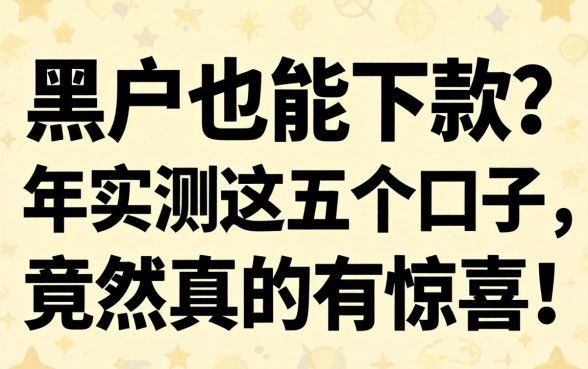 黑户也能下款？2026年实测这五个口子，竟然真的有惊喜！