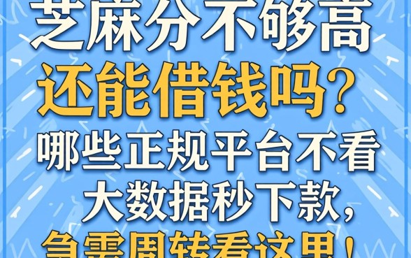 芝麻分不够高还能借钱吗？哪些正规平台不看大数据秒下款，急需周转看这里！